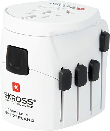 Miniatura 3 de Skross Adaptador de viaje Pro World, adaptador de viaje de 3 polos con sistema deslizante, diseñado en Suiza para más de 205 países, 1.103175 blanco