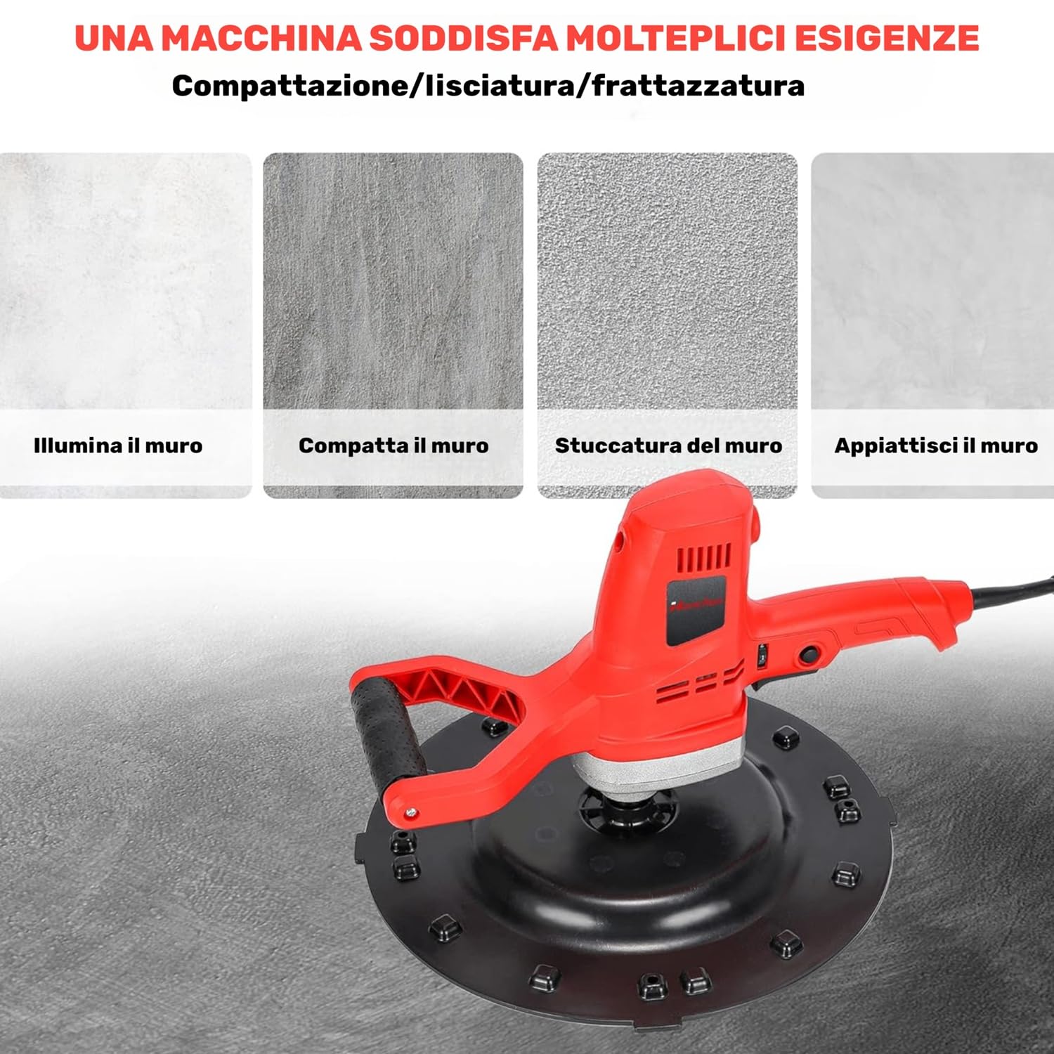 Frattone Frattazzatrice Frattazzo Elettrico 1680W con 6 Regolazioni di Velocità Levigatrice per Muro Pareti Cazzuola Lisciante per intonaco Rifiniture Murali