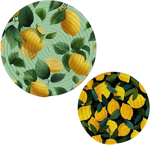 Miniatura 8 de Trivets for Hot Dishes Pots and Pans 2 PC Pot Holders Heat Resistant Cotton Round Potholders for Kitchen Countertop Decorative Autumn Maple Leaves