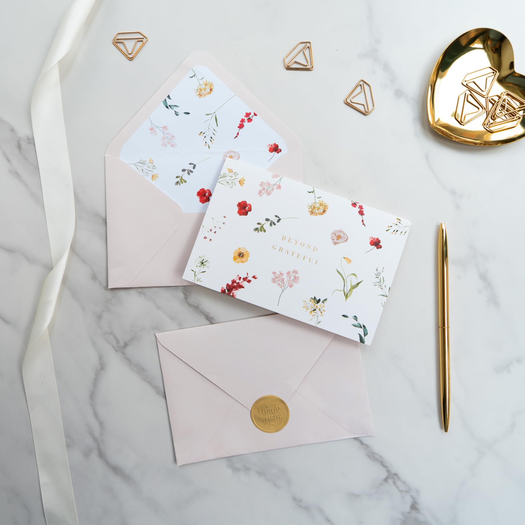 Gooji 4x6 Prairie Beyond Grateful Floral Thank You Cards with Envelopes Baby Shower Thank You Cards Girl (Bulk 20-Pack) Watercolor - Image 4