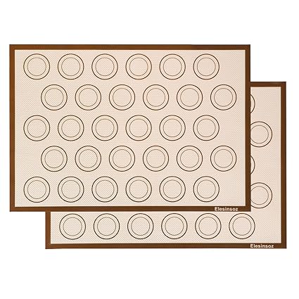 Elesinsoz 2 Pack Macaron Silicone Baking Mats, 16.5
