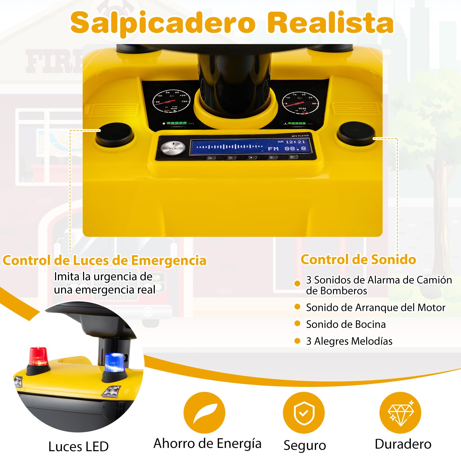 GOPLUS Camión de Construcción de Juguete Licenciado Scania, Coche Correpasillos para Niños con Luces, Sonidos y Almacenamiento Bajo Asiento, Coche Deslizante de Pies al Suelo, 18+ Meses (Amarillo)