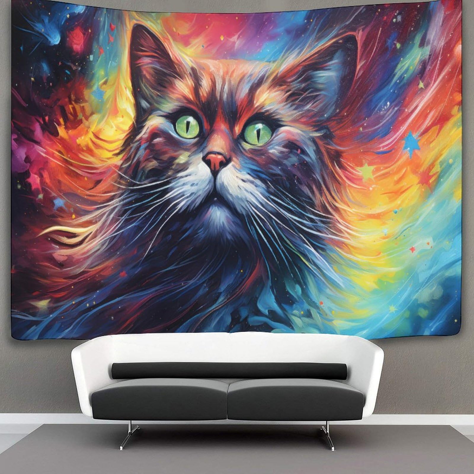 kaiyun Epic Cat Tapestry,Animal Wall Art Aesthetic Home Decoration for Living Room Dorm 180cmx230cm
