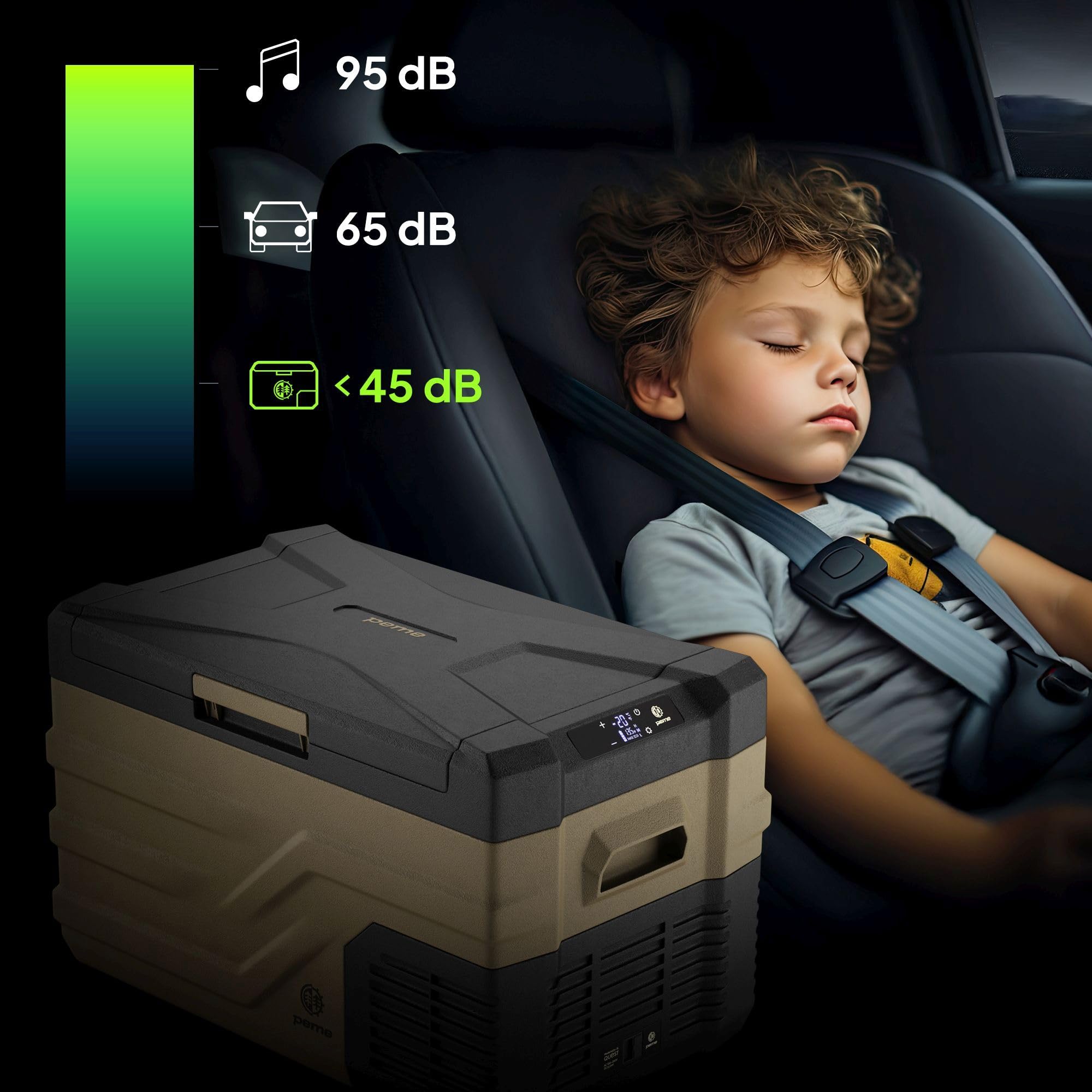 peme Nevera Compresor Portátil Eléctrica Refrigerador Coche Frigorífico para Camping Viaje Auto 12 24 v con Enchufe Silenciosa Portatil Congelador Frigorifico Camper Frigobar 26,8L - Quest