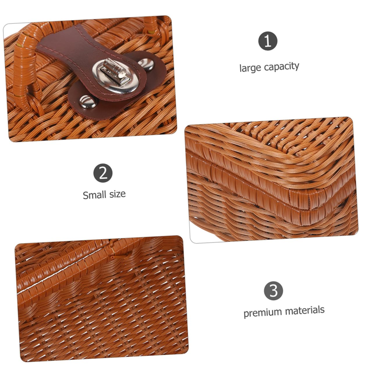 Valigia Vintage Manico, Scatola Portaoggetti Intrecciata Piccola | Finta Pelle e Plastico, Capienza Ampia, Chiusura Blocco, Stile Simulato Rattan