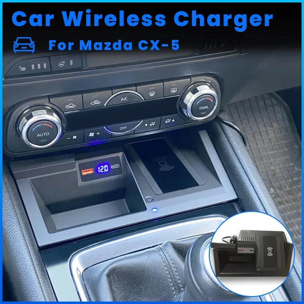 Chargeur sans fil rapide adapté for Mazda CX-5 CX5 2017 2018 2019 2020 2021 2022, support de téléphone portable for voiture, accessoires Plug And Play