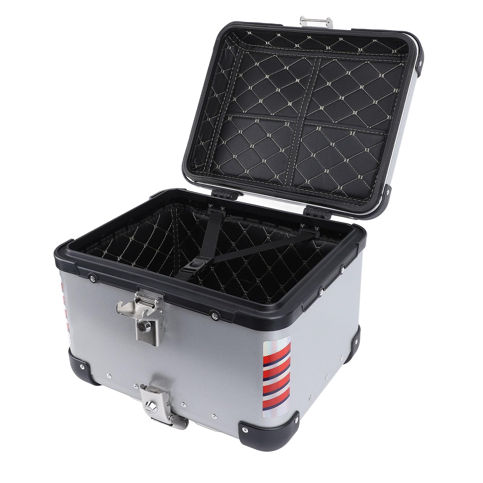 Baúl para Motocicleta, Caja Trasera Ligera de Aleación de Aluminio de 45 L, Baúl de Motocicleta con Cerradura de Seguridad, Pegatinas Reflectantes Resistentes Al Agua para Ajuste Universal
