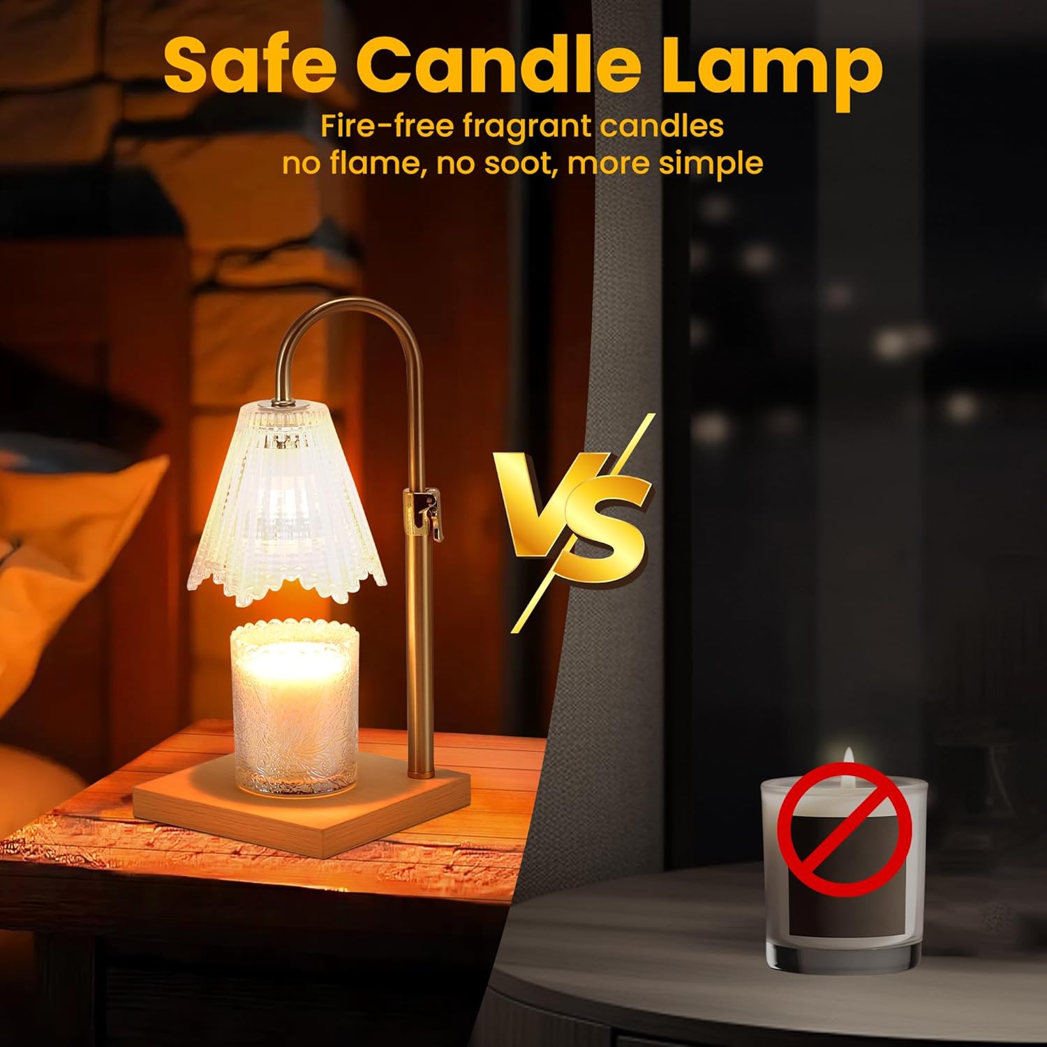 Candle Warmer Lamp with Timer - 6.3'' Dimmable Candle Lamp Warmer, Christmas Birthday Gift for Women & House Warming with Flameless Fragrance, Room Decor Gold Lamp for Mom Gifts