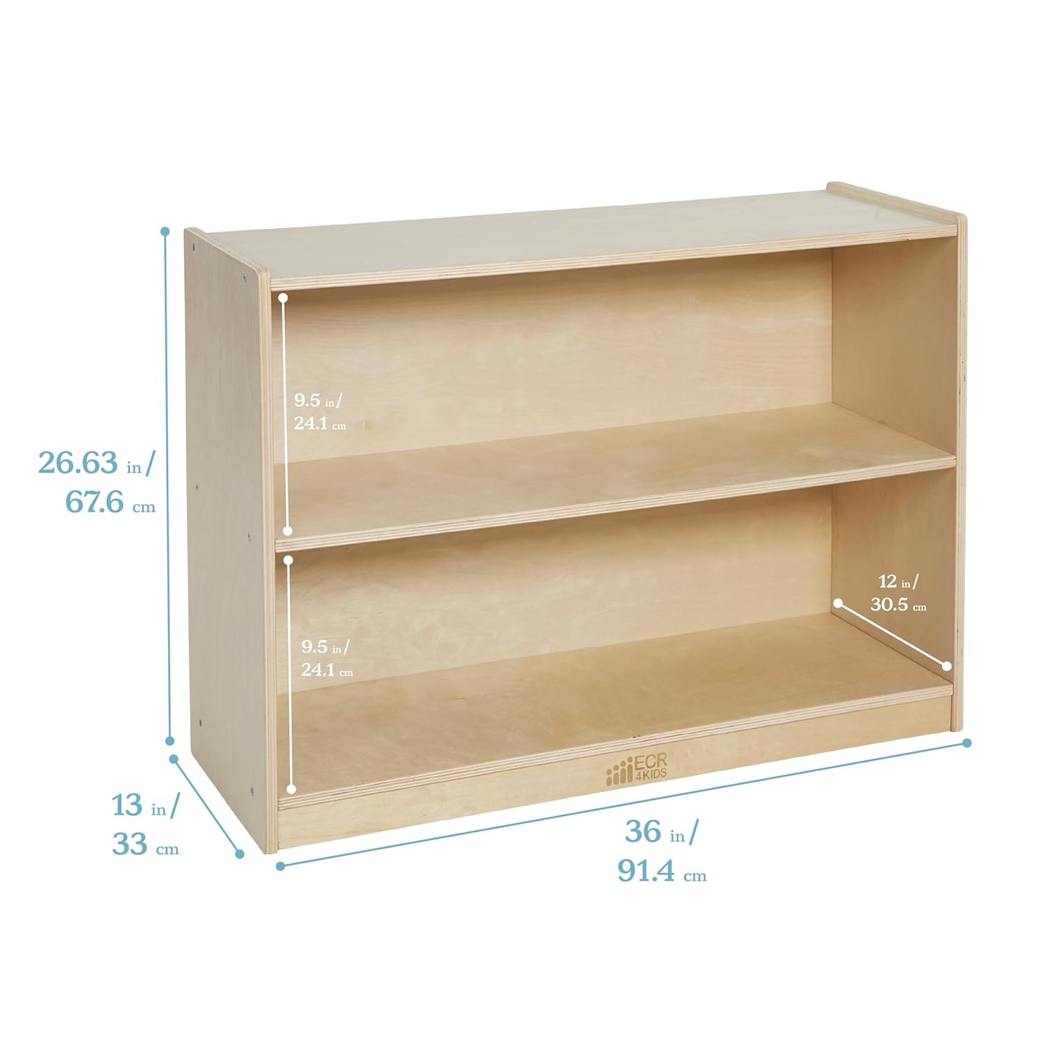 ECR4Kids 2-Shelf Mobile Storage Cabinet, Classroom Furniture, Natural
