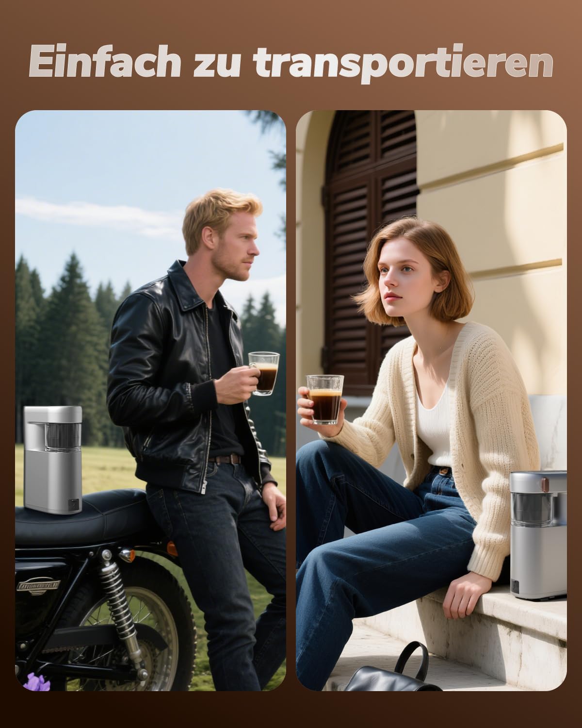 Kompakte Espressomaschine 20Bar Touchscreen einstellbare Temperatur 85-95°C tragbare Akku Kaffeemaschine für Camping