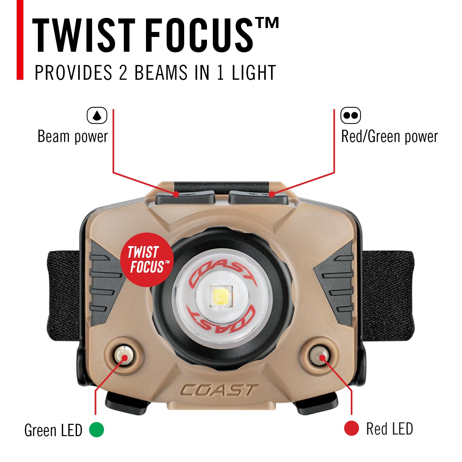 Coast FLX7 Lampe frontale LED 700 lumens avec mise au point tournante, 3 piles alcalines AAA incluses