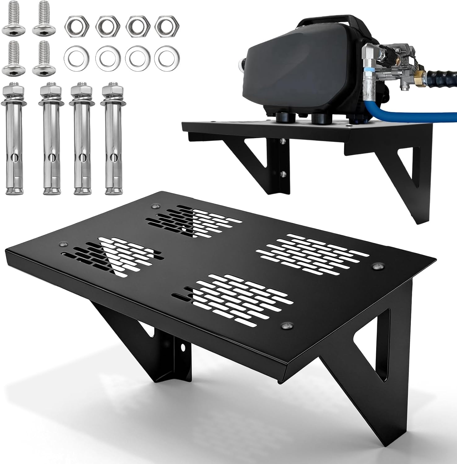 Heavy Duty Metal Pressure Washer Shelf - 20" x 10", Electric Pressure Washer Bracket Shelf, Wall Mount Power Washer Storage Rack, Good for Garages Workshops Sheds