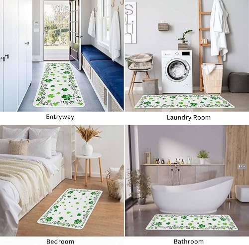 Vista 520 de Tapete de Feliz Navidad, tapete antideslizante para puerta delantera, baño, cocina, dormitorio, patio, entrada, 16 x 24 pulgadas, rojo, negro y verde