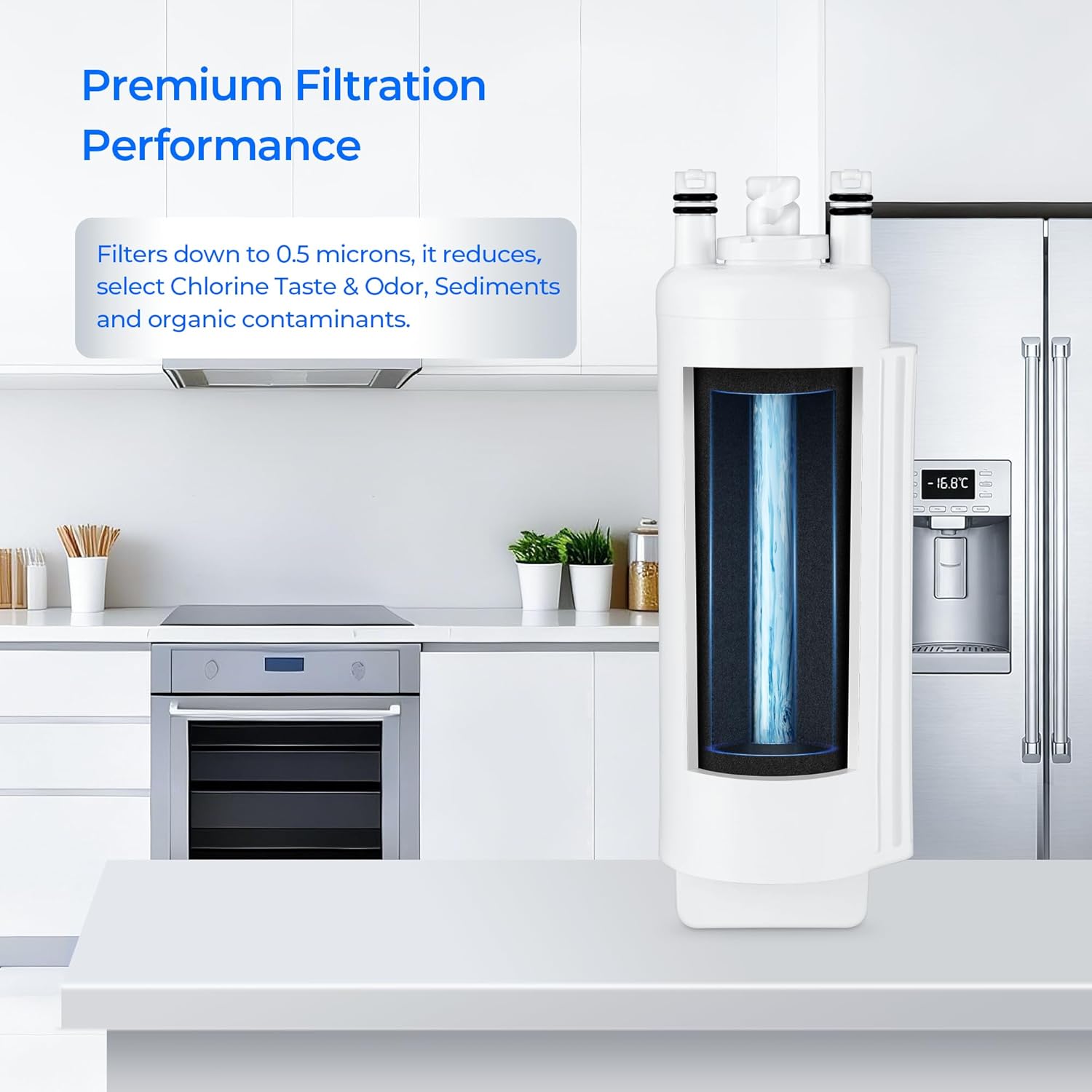 TEEHAY Filter A EDRARXD1 Water Filter, Compatible with Everydrop Filter A, EDRARXD1, Whirlpool WHRARXD1, WRSC5536RZ, WRSF5536RZ, KitchenAid KRSF536RPS, KRFF507HPS, Maytag MRSC6636RZ, 3 Pack