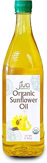 Jiva Organic Sunflower Oil 33.8 Oz - Pure & Cold Pressed - Great for Cooking & Even Skin Care (1 Liter Bottle)