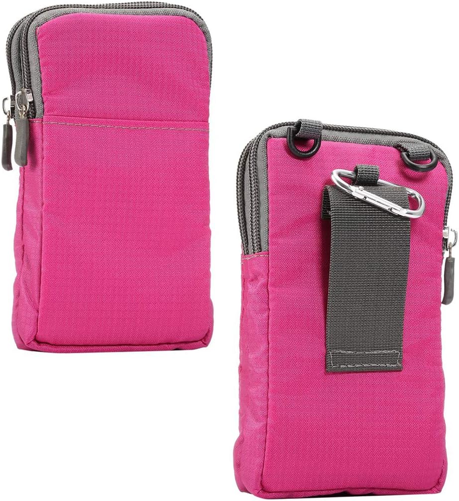 Cell Phone Belt Clip Pouch Crossbody Bag, 6.0" Mini Wrist Handbag Case Outdoor Sport Phone Cross Body Shoulder Messenger Bag Pockets with Zipper Waist Wallet Purse Holster with Locking Carabiner Hook