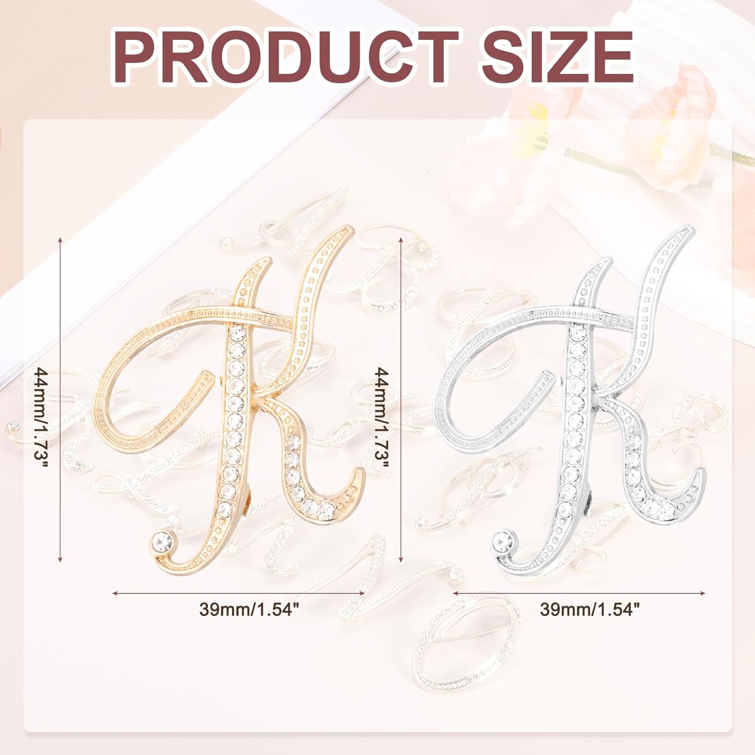 PATIKIL Letter Brooch Pins, Initial Letter Rhinestone Broaches Metal Crystal Alphabet Lapel Pin for Women Jewelry Gift Suit Clothes Hat Dress Coat Craft