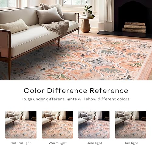 Miniatura 236 de Ashler - Alfombras bohemias vintage de 5 x 8 pies para sala de estar, lavables a máquina con parte trasera antideslizante, alfombra para interiores