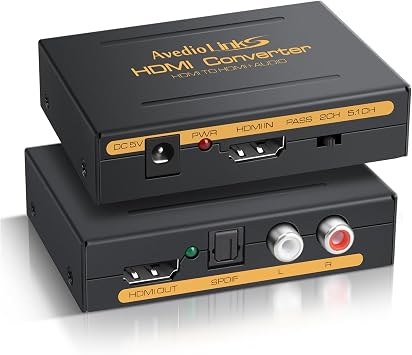 Performance Versionavedio links HDMI Audio Splitter 4K@30Hz Optical Digital Audio Analog Output Sound Splitter SPDIF + RCA White Red L/R Audio Output HDMI Audio Distributor Digital Audio Splitter