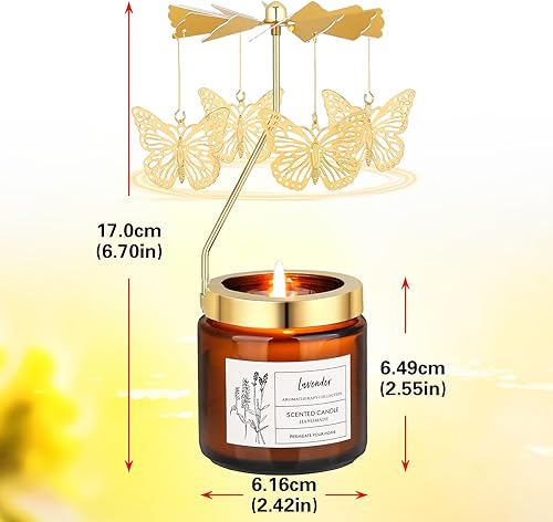 Miniatura 9 de Regalos de mariposa para mujeres, regalos de cumpleaños para mujeres, velas aromáticas de lavanda giratorias, regalos para aniversario de mamá,