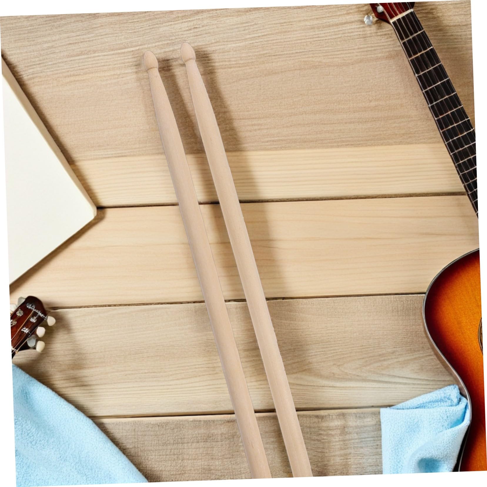 5a Holz Drumsticks 12 Paar für Schlagzeug, Anfänger und Profis | Beige, Präzise Verarbeitet und Ausgewogen, für Unterricht und Bands, 12 Stück-pack