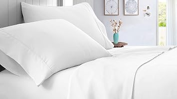 Yarns of Cotton 24X72 Cot Bed RV Bunk & Truck Sleeper 4 PC Sheet Set 600 TC Bed Sheets for Campers, RVs & Travel Trailers,Egyptian Cotton Sheets Easy Fit Mattress Upto 14" Deep Pocket, White Solid