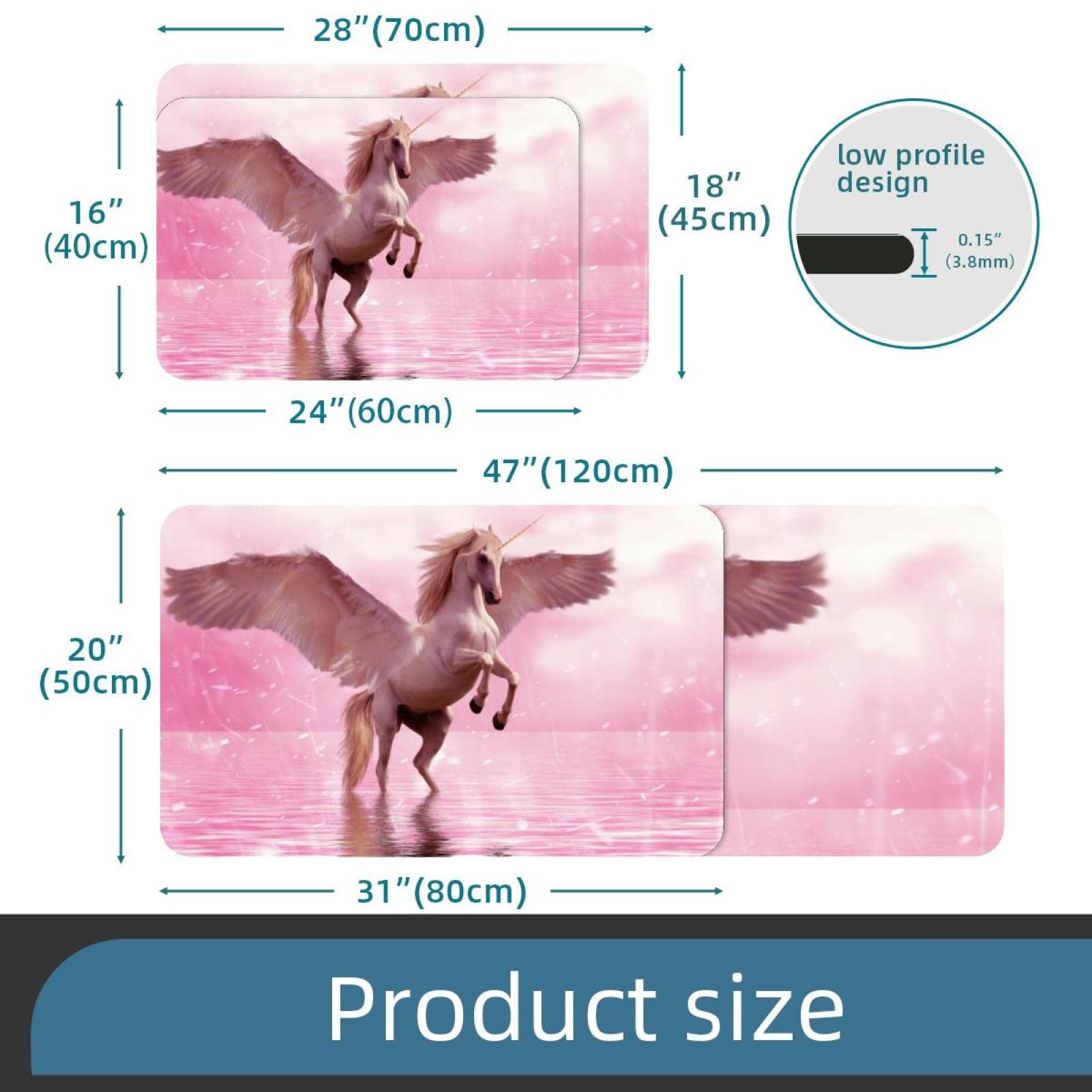 Sous-main de bureau multifonctionnel, 45,7 x 71,1 cm, motif licorne rose fantaisie, tapis d'écriture à double usage pour le bureau/la maison