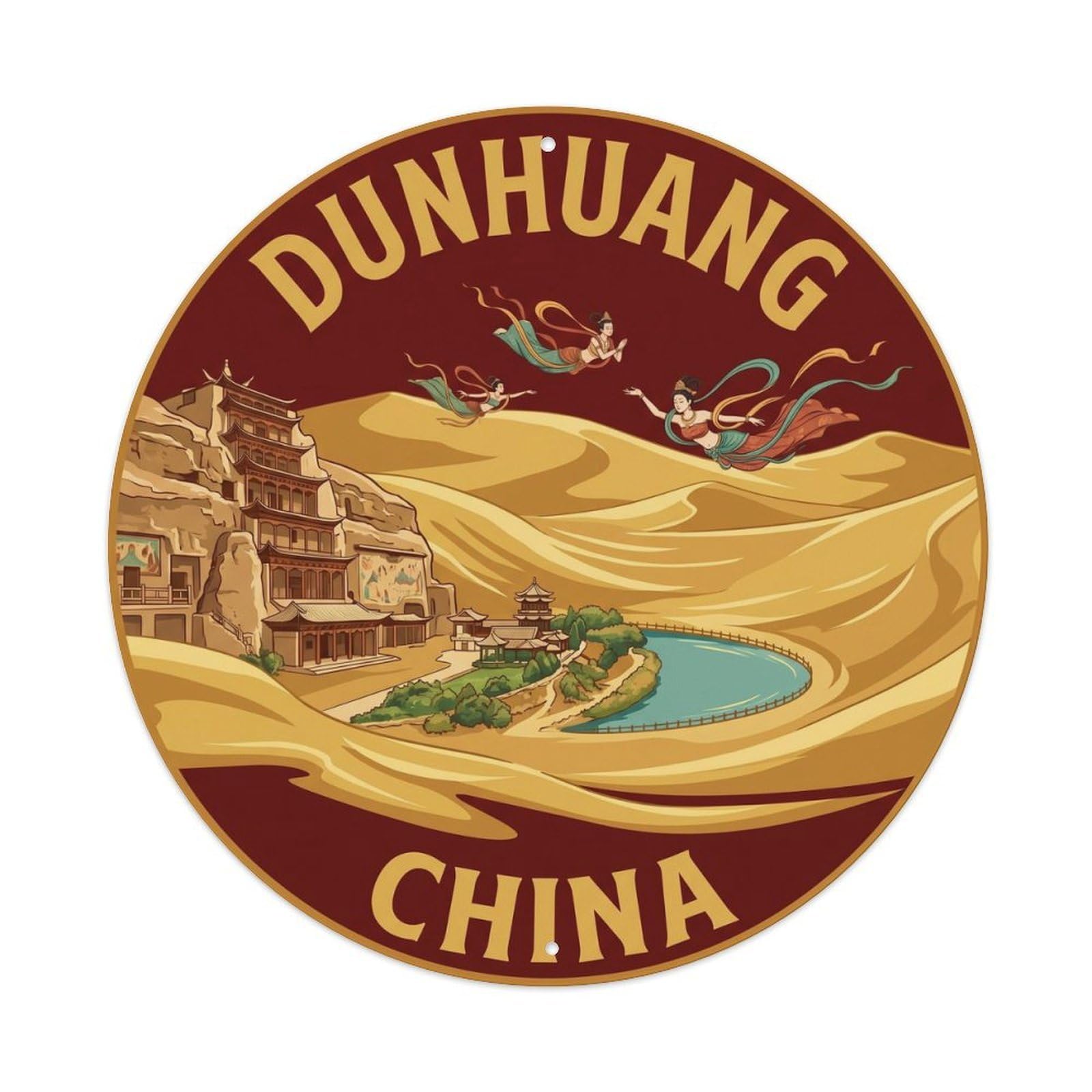 Vintage Travel China Dunhuang Desert Metal Tin Sign