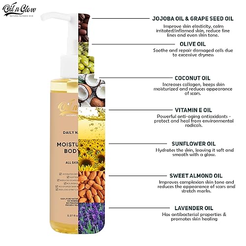 Miniatura 2 de Aceite corporal hidratante 100% puro y natural sin fragancia con vitamina E, coco, jojoba, oliva, lavanda y almendras dulces para nutrir la piel