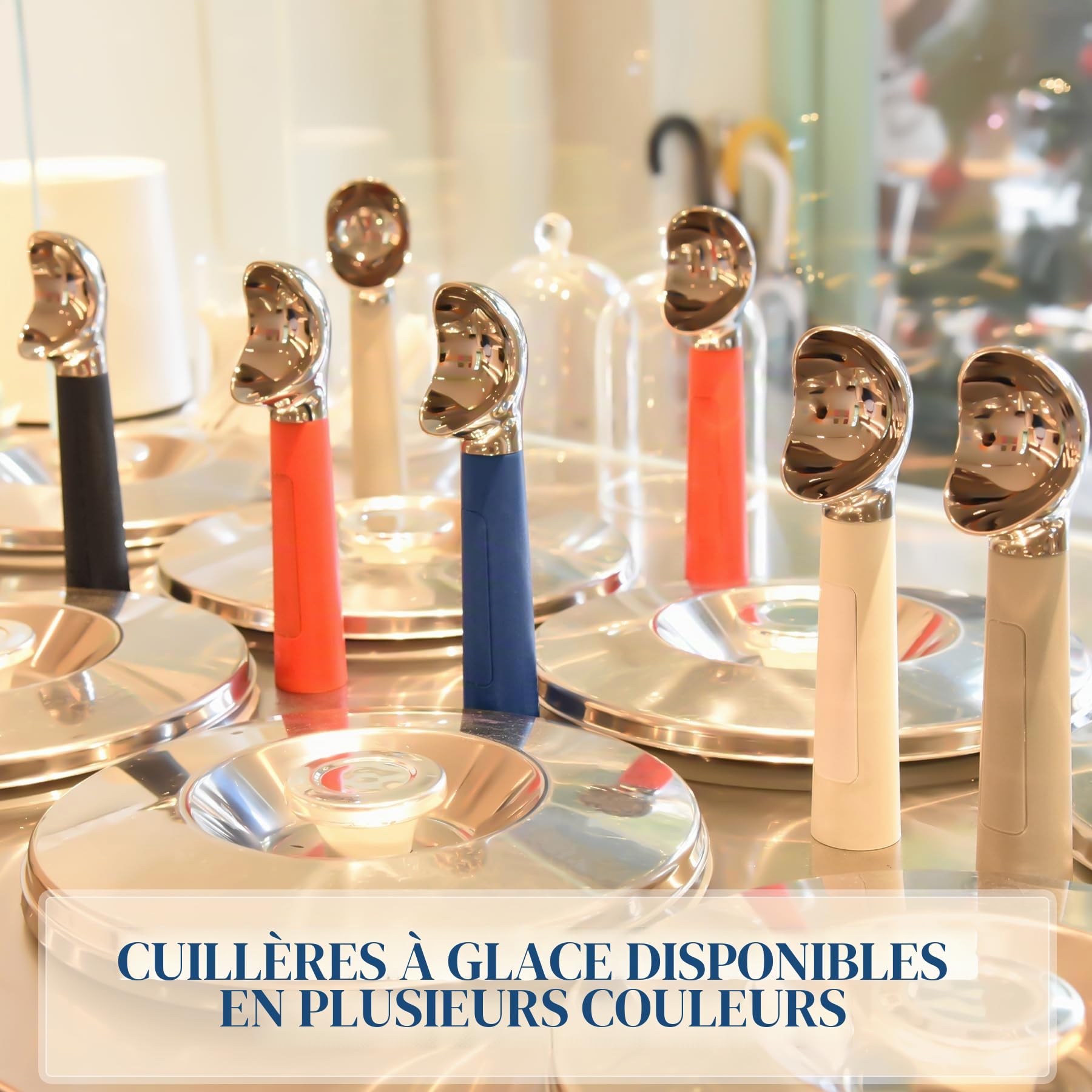 Cuillère à crème glacée chauffante, rechargeable, électrique avec écran LED, chauffe jusqu'à 70 °C pour crème glacée dure, facile pour les personnes âgées et les enfants, étanche IP67 (bleu)
