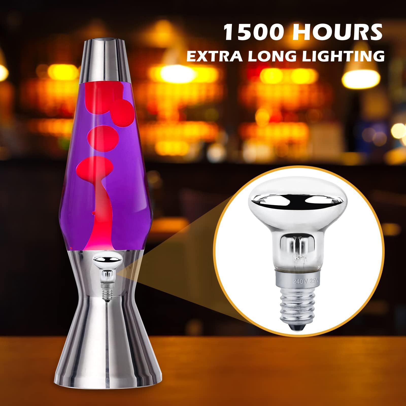 Molbory 6 sztuk żarówek lawowych E14 R39 25 W, żarówki zapasowe, E14 R39, żarówki wymienne do lamp lawowych, brokatowe, 400 lm, ciepła biel
