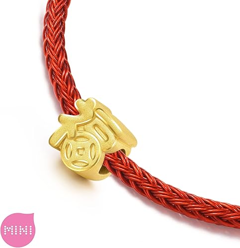 Miniatura 2 de CHOW SANG SANG 999 24K Solid Gold Mini Charm Lucky Chinese Character Blessing Charm Bracelet for Women 93082C