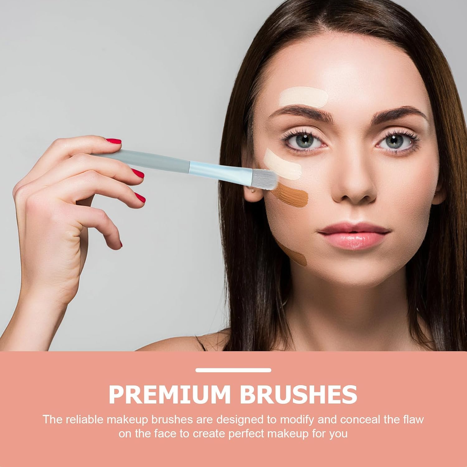 Professional Makeup Brush Set 8pcs Mini Blue Portable Cosmetic Brush Kit Wooden Handles for Concealer and Eyeshadow Application, Travel Face Beauty Tools image 4