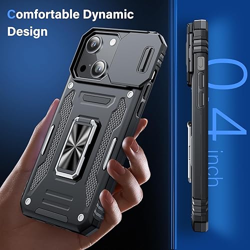 Miniatura 7 de Casus - Funda diseñada para iPhone 15 Plus con protector de pantalla de grado militar, a prueba de golpes, funda deslizante para cámara con anillo