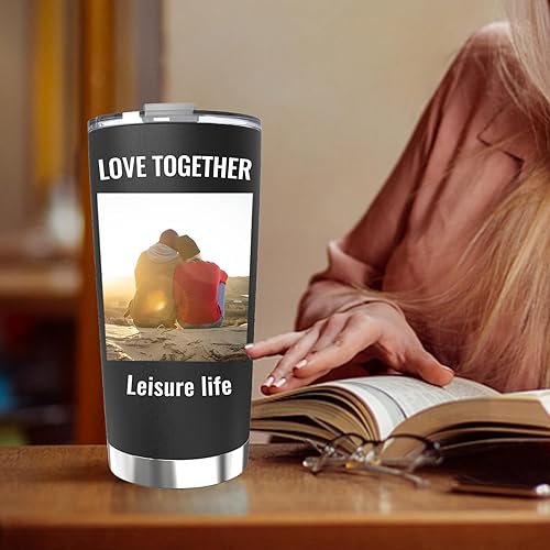 Miniatura 4 de Vaso de acero inoxidable personalizado de 20 onzas con tapa y popote