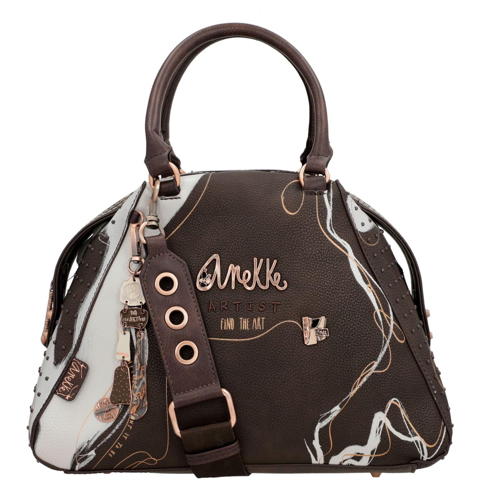 Anekke - Bolso para Mujer - Bolso de Polipiel con 2 Asas, Bandolera y Cierre de Cremallera - Color Marrón Shoen - Accesorios y Complementos de Mujer - Medidas 32x23x15 cm
