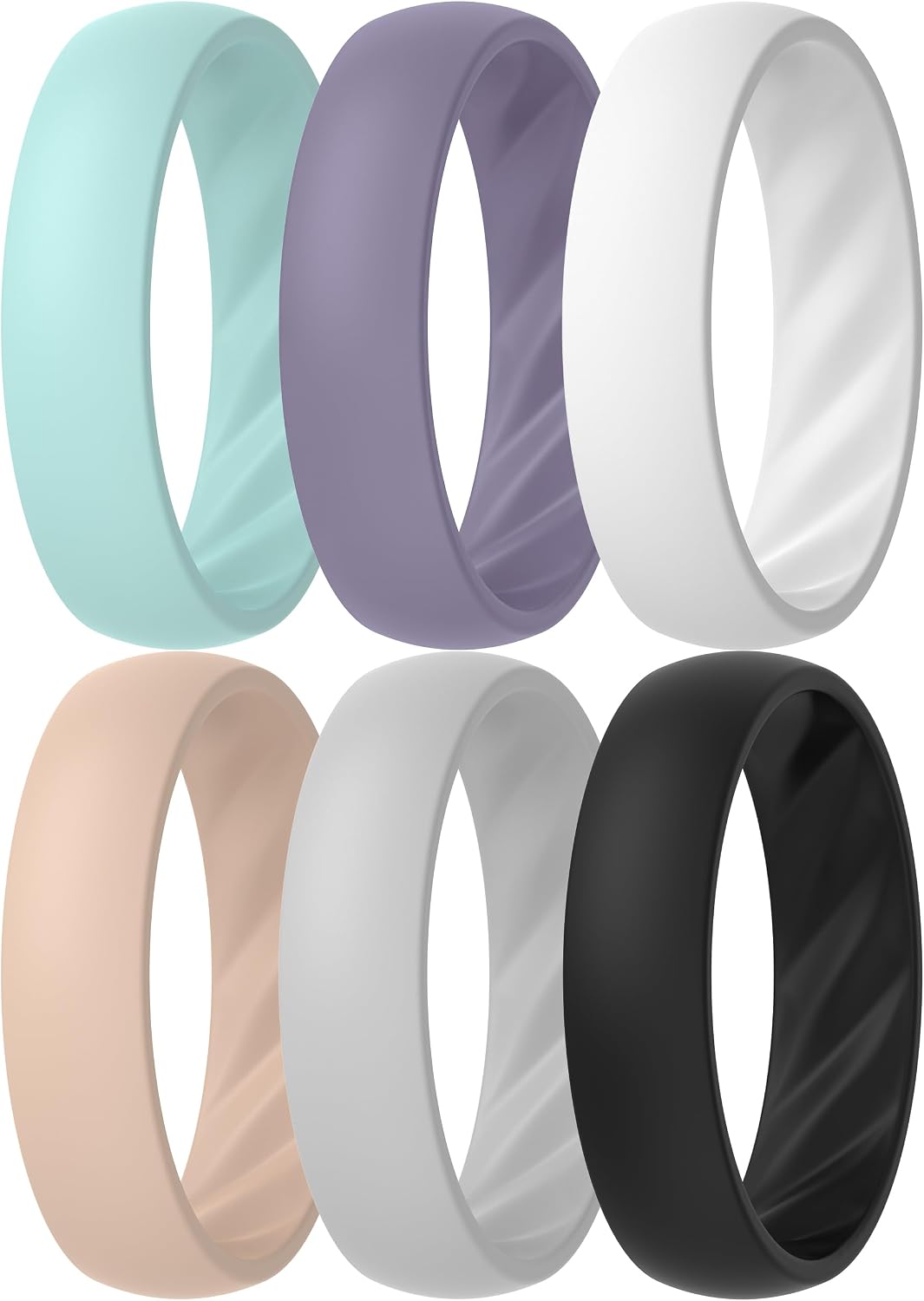 ThunderFit Women's Silicone Wedding Rings, Rubber Engagement Bands 6mm Wide 2mm Thick - 1/4/6/8/9/12 Variety Multipack