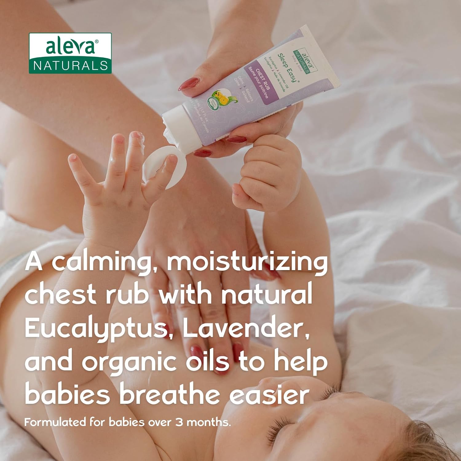 Aleva Naturals Soothing Comfort Chest Rub | Gentle and Easy to Use | Healthy Baby Care | Refreshing Scents of Eucalyptus and Lavender Oils | for Babies with Stuffy, Runny Noses - 1.7 Fl Oz
