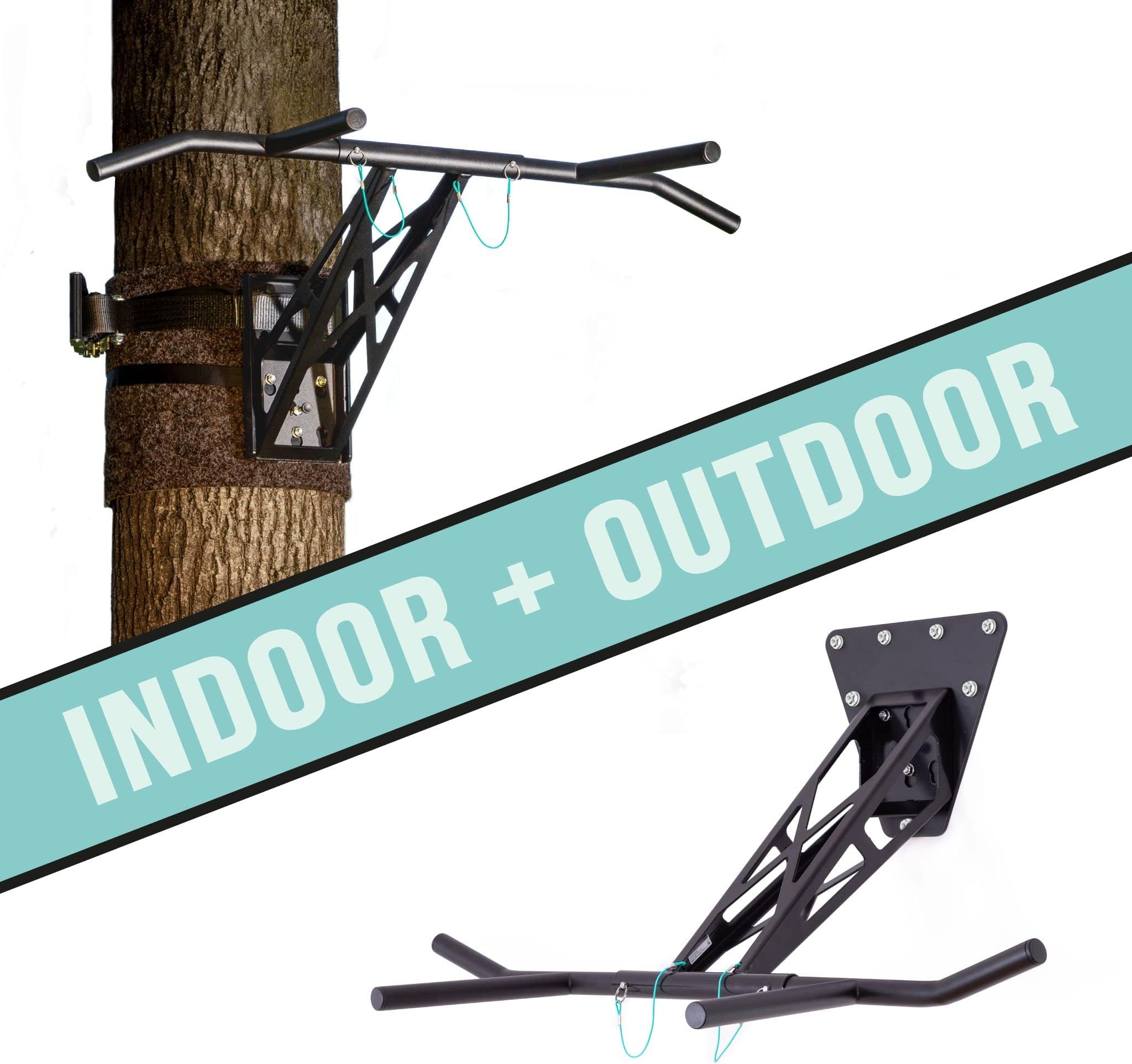 PULLUP & DIP Indoor & Outdoor Pull Up Dip Bar, Portable Pull-Up and Dip bar, Wall Mounted and Outdoor for Tree/Post, Unique Premium Quality Mobile Chin Up and Dip bar, Over 30 Exercises