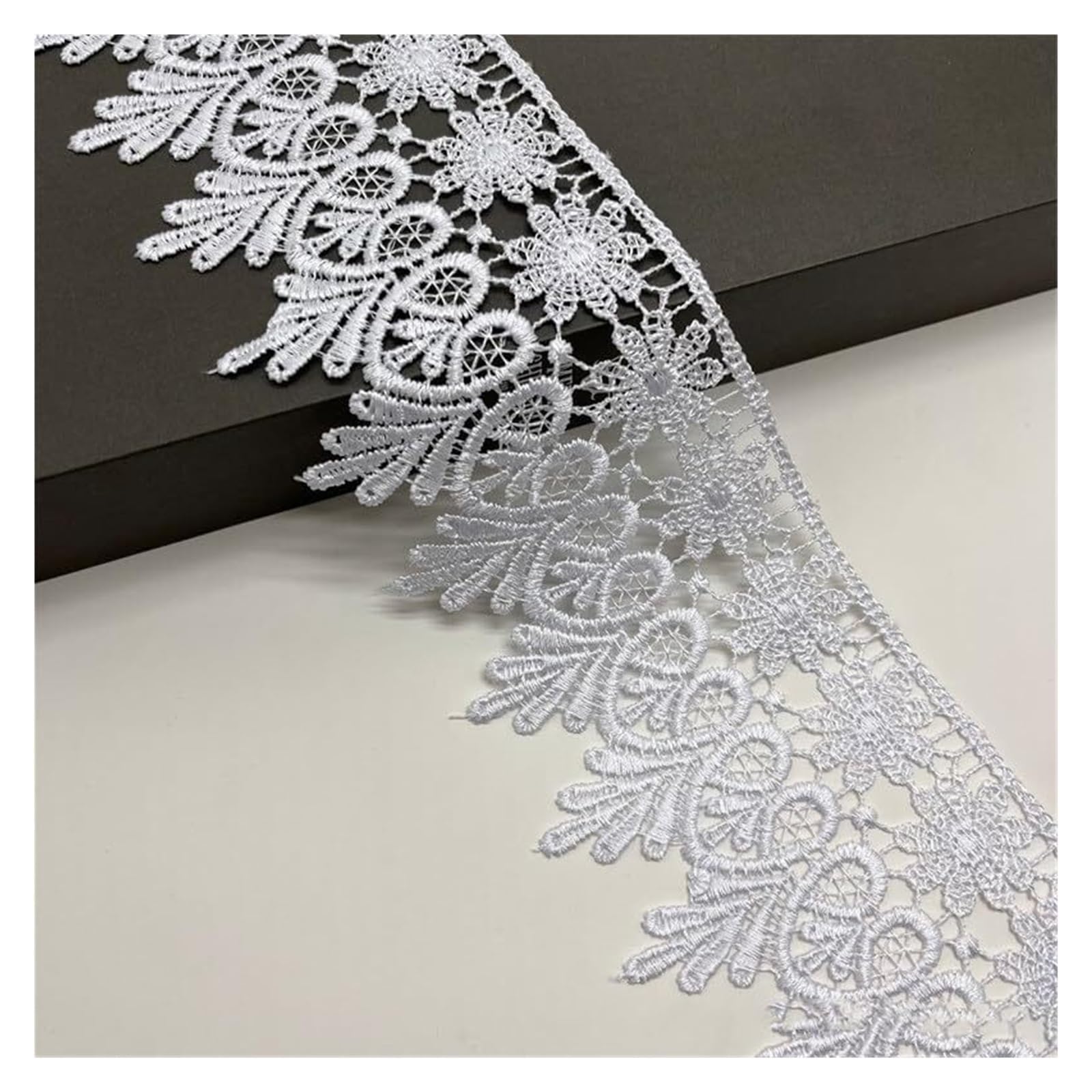 Koronkowa taśma ozdobna, Crochet Floral Lace Trim Ribbon 15 yards 8 cm Multicolor(Coffee)