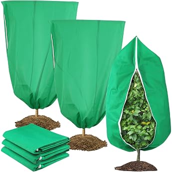 Pack of 3 Winter Protection for Plants 80 x 120 cm Winter Protection Outdoor Plants with Zip Drawstring Frost Protection Cold Protection for Olive Tree Palm Trees Potted and Small Plants