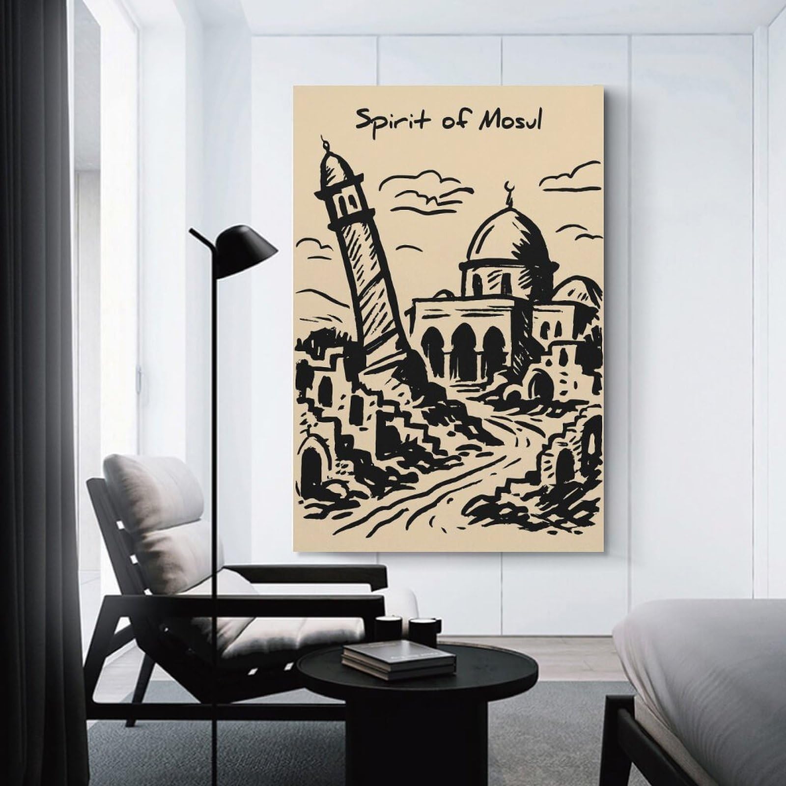 Junmoney Spirit of Mosul Illustration Canvas Wall Picture, 24x36inch(60x90cm), for Wall Displays, Bedrooms Or Room Updates, Wall Decor Suited to Curated Displays