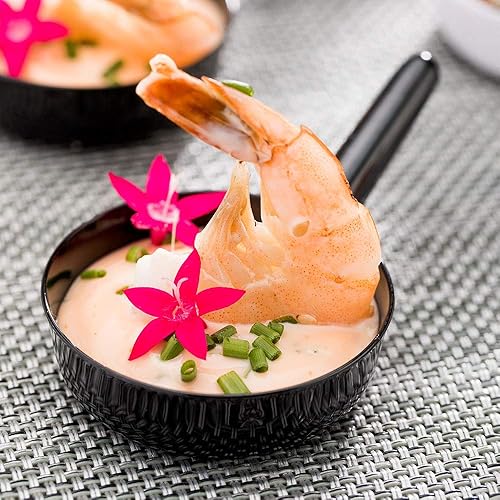 Miniatura 9 de Restaurantware Tazas de postre desechables de 1 onza, 100 mini platos de salsa, diseño de sartén para servir condimentos, aperitivos o muestras