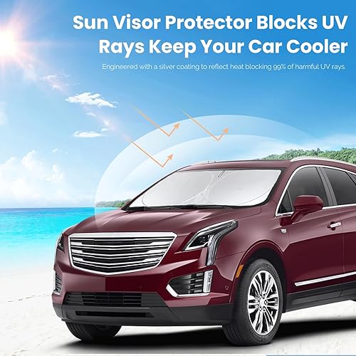 Miniatura 355 de Parasol para parabrisas de ajuste personalizado, cubierta para ventana delantera, visera plegable 210T, protector que bloquea los rayos ultravioleta