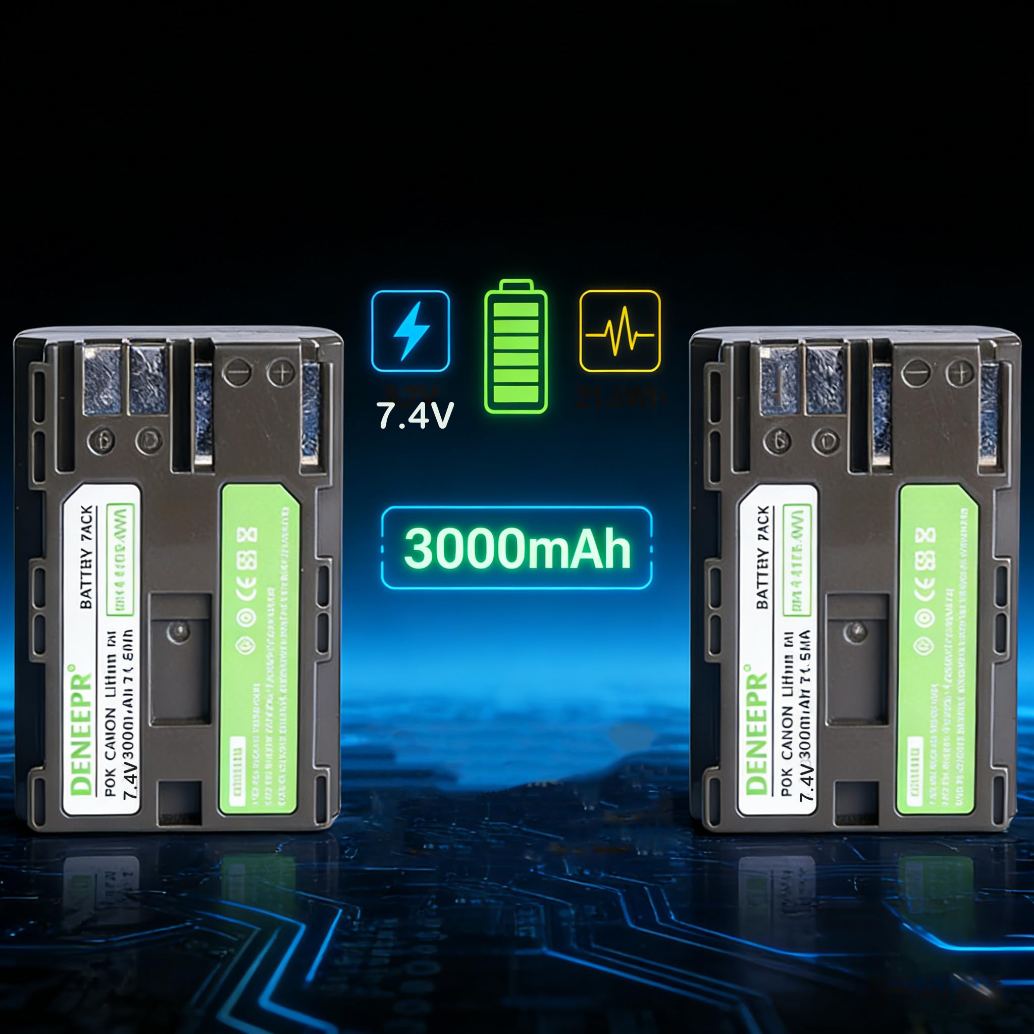 Lot de 2 Batteries et Chargeur BP-511 BP-511A compatibles avec Canon EOS 300D, 5D, 10D, 20D, 30D, 40D, 50D, PowerShot G1 G2 G3 G5 G6 90 90IS