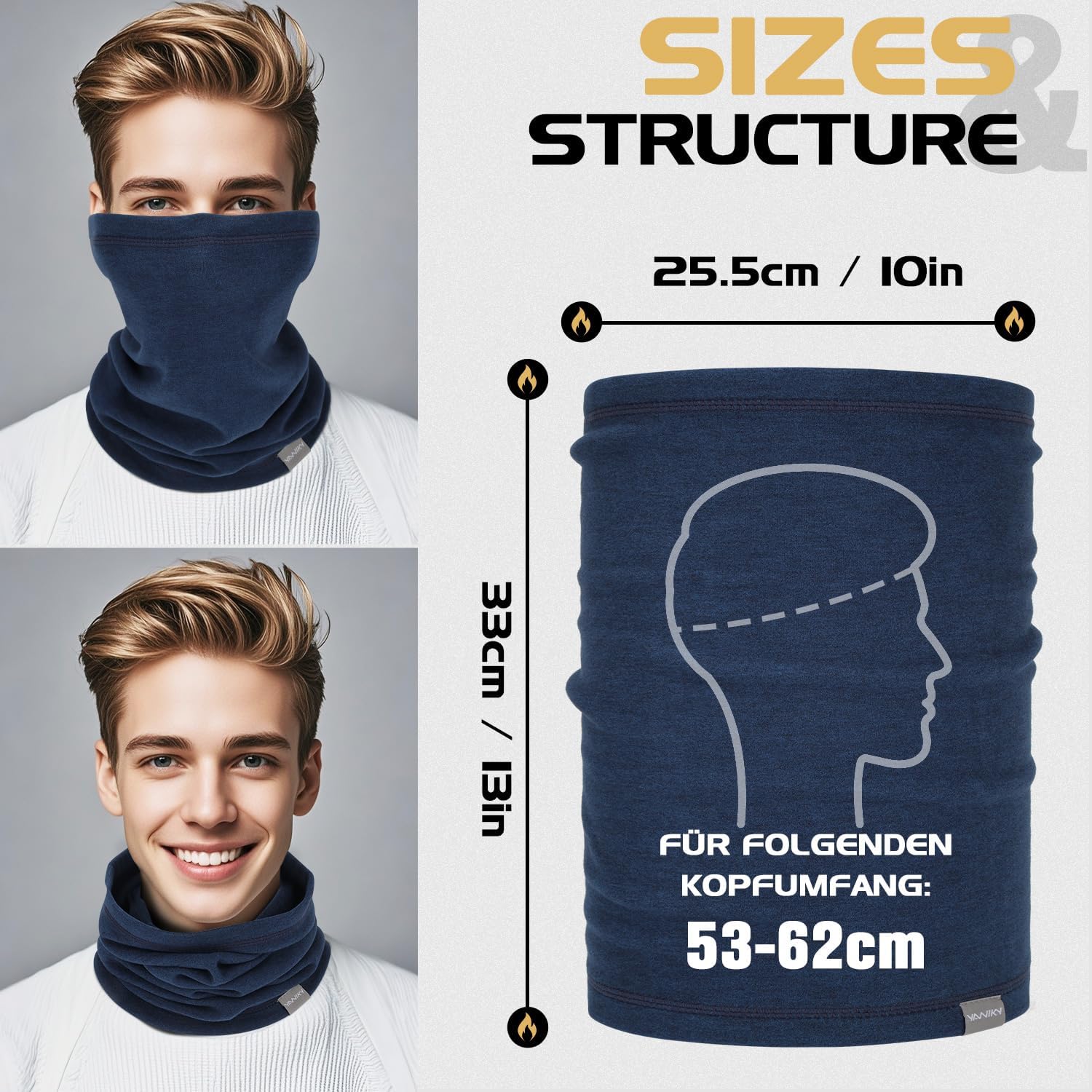 Neck Gaiter Winter Neck Warmer for Men & Women Windproof Face Mask for Cold Weather Breathable Ski Face Cover Scarf - Image 6