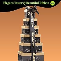 Vista 5 de Cesta de regalo de frutas secas y frutos secos mixtos, torre negra + cinta (12 surtidos), plato de arreglo para el día de San Valentín, ramo