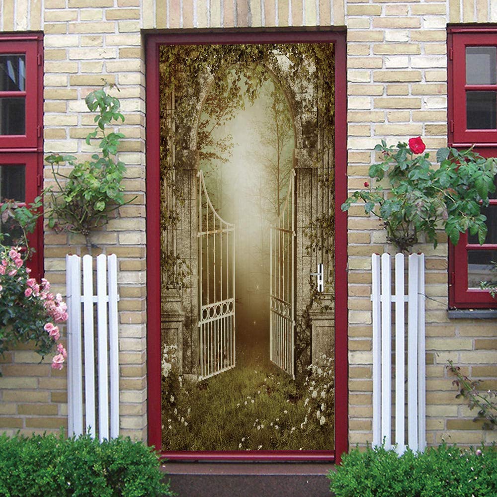 Sticker Porte Effet 3D Échelle De Livre 77x200cm – Papier Peint Imperméable Décoration Murale Chambre Cuisine