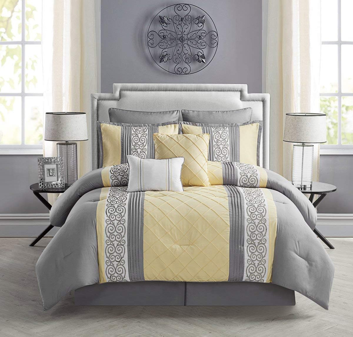 VCNY 8 Piece Farion Comforter Set, King, Yellow