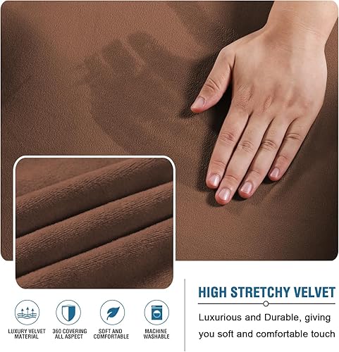 Vista 52 de H.VERSAILTEX - Funda de terciopelo real para futón sin brazos, funda protectora elástica para sofá cama, para protección de muebles, gruesa, suave